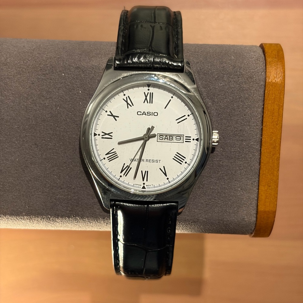 Casio MTP-V006L-7BUDF Reloj de pulsera, Movimiento de cuarzo Black Leather Watch